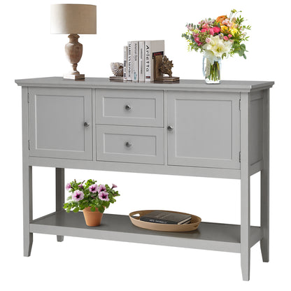 Wood Sideboard Buffet with 2 Drawers and 2 Storage Cabinets-Grey
