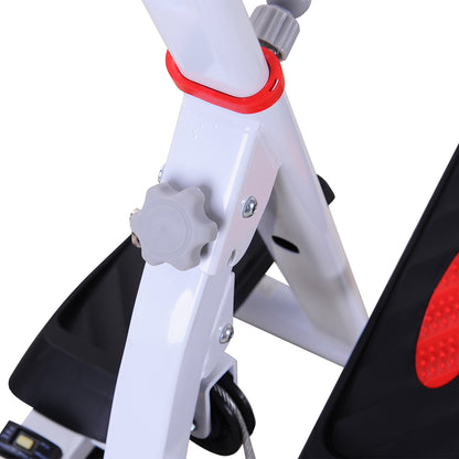 HOMCOM Foldable Stepper with Handle Hand Grip Workout Fitness Machine Sport Exercise Gym Bar Cardio Steel-White/Red Spinning