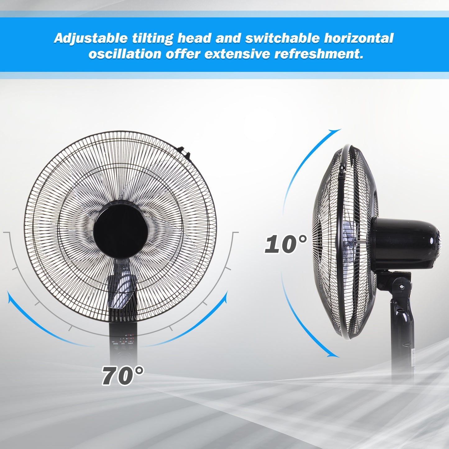 HOMCOM Oscillating Floor Fan W/ Remote Control-Standing Cooling Machine Indoor Air Refresher w/ Adjustable Height, Speed Mode, 7.5-Hour Timer Black