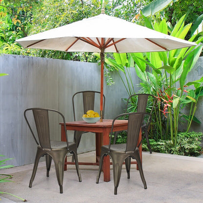 4 Pieces Stackable Metal Dining Chair with Backrest-Gun