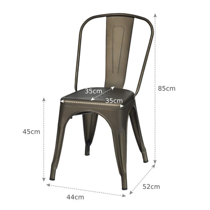 4 Pieces Stackable Metal Dining Chair with Backrest-Gun