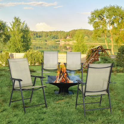 Outsunny Set of Four Folding Garden Chairs - Beige