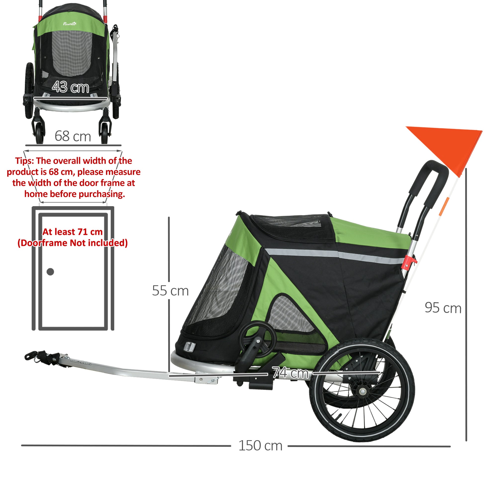 pawhut 2 in 1 dog stroller PawHut 2 in 1 Aluminium Foldable Dog Bike Trailer, Pet Stroller, for M – GardenArch