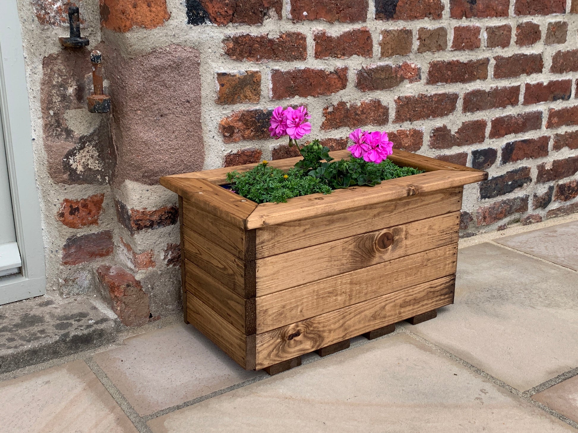 Charming Wooden Trough Planters for Timeless Garden Beauty