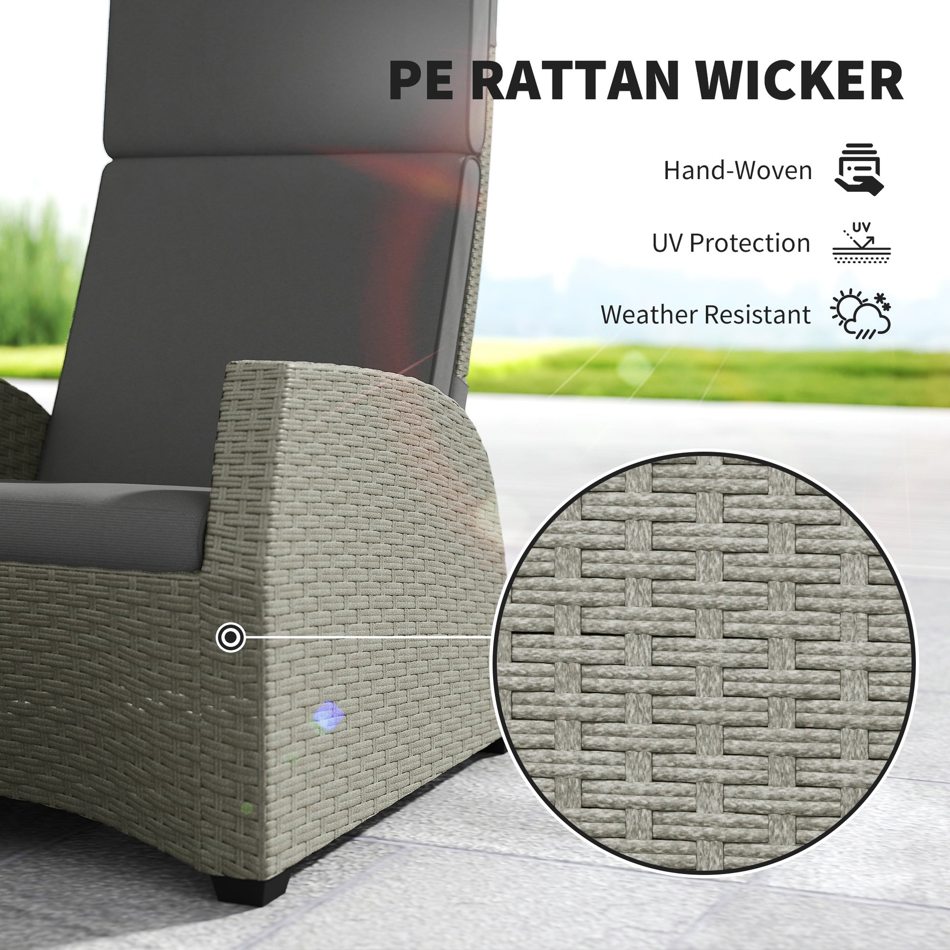 Outsunny 5-Piece Rattan Garden Furniture Set with Cushions - Charcoal Grey