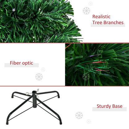 HOMCOM Prelit Christmas Tree Artificial Tree, Metal Base, Pre-Lit, 1.2m