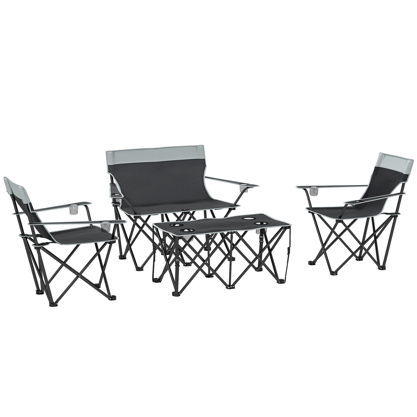 Outsunny Four-Piece Portable Picnic Table Set - Grey