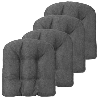 Set of 4 Tufted Seat Chair Cushions with Non-Slip Backing-Grey