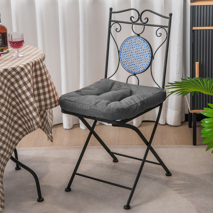 Set of 4 Tufted Seat Chair Cushions with Non-Slip Backing-Grey