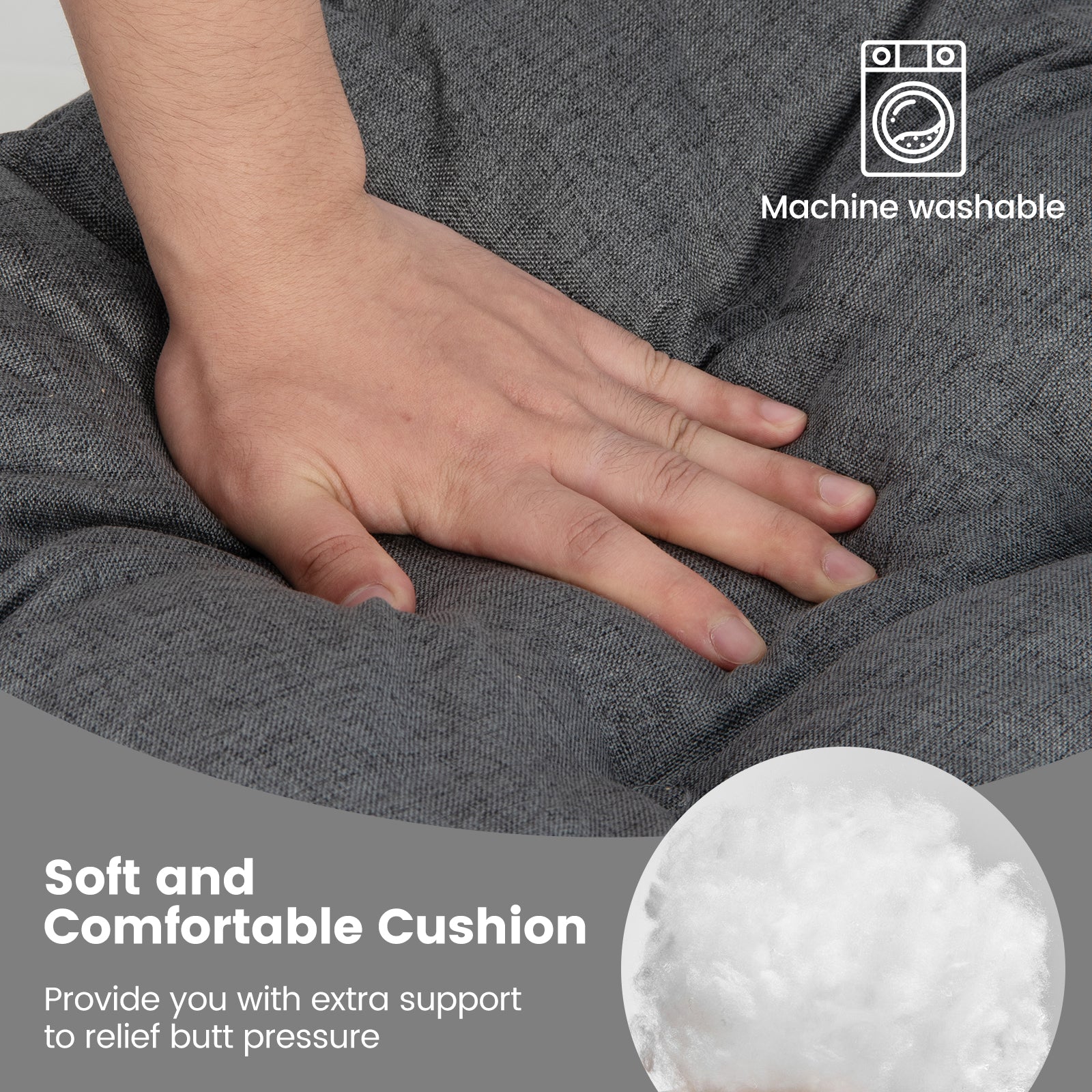 Set of 4 Tufted Seat Chair Cushions with Non-Slip Backing-Grey