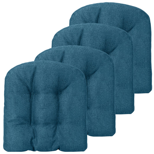 Set of 4 Tufted Seat Chair Cushions with Non-Slip Backing-Navy