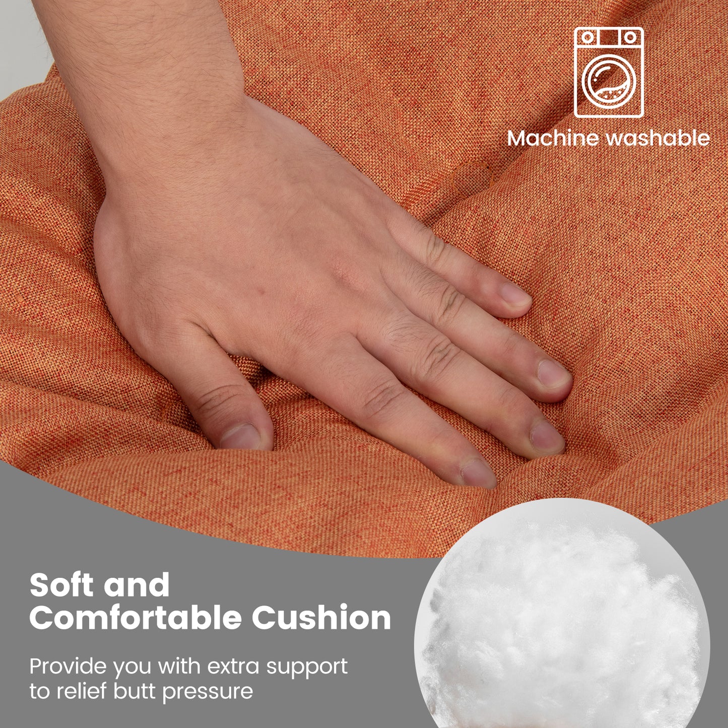 Set of 4 Tufted Seat Chair Cushions with Non-Slip Backing-Orange