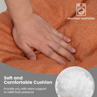 Set of 4 Tufted Seat Chair Cushions with Non-Slip Backing-Orange