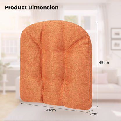Set of 4 Tufted Seat Chair Cushions with Non-Slip Backing-Orange