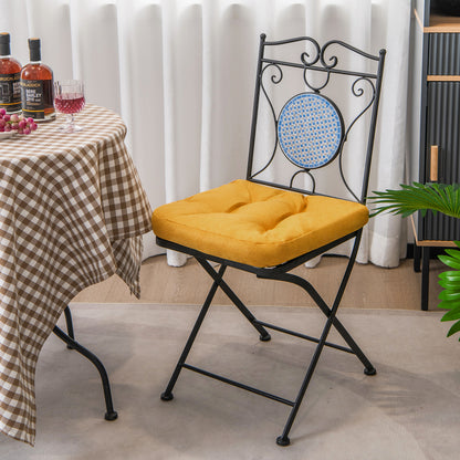 Set of 4 Tufted Seat Chair Cushions with Non-Slip Backing-Yellow