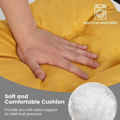 Set of 4 Tufted Seat Chair Cushions with Non-Slip Backing-Yellow