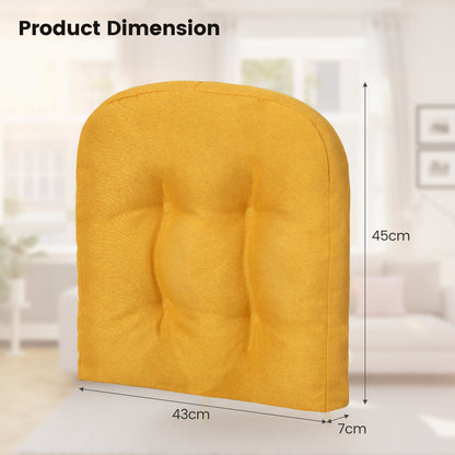 Set of 4 Tufted Seat Chair Cushions with Non-Slip Backing-Yellow