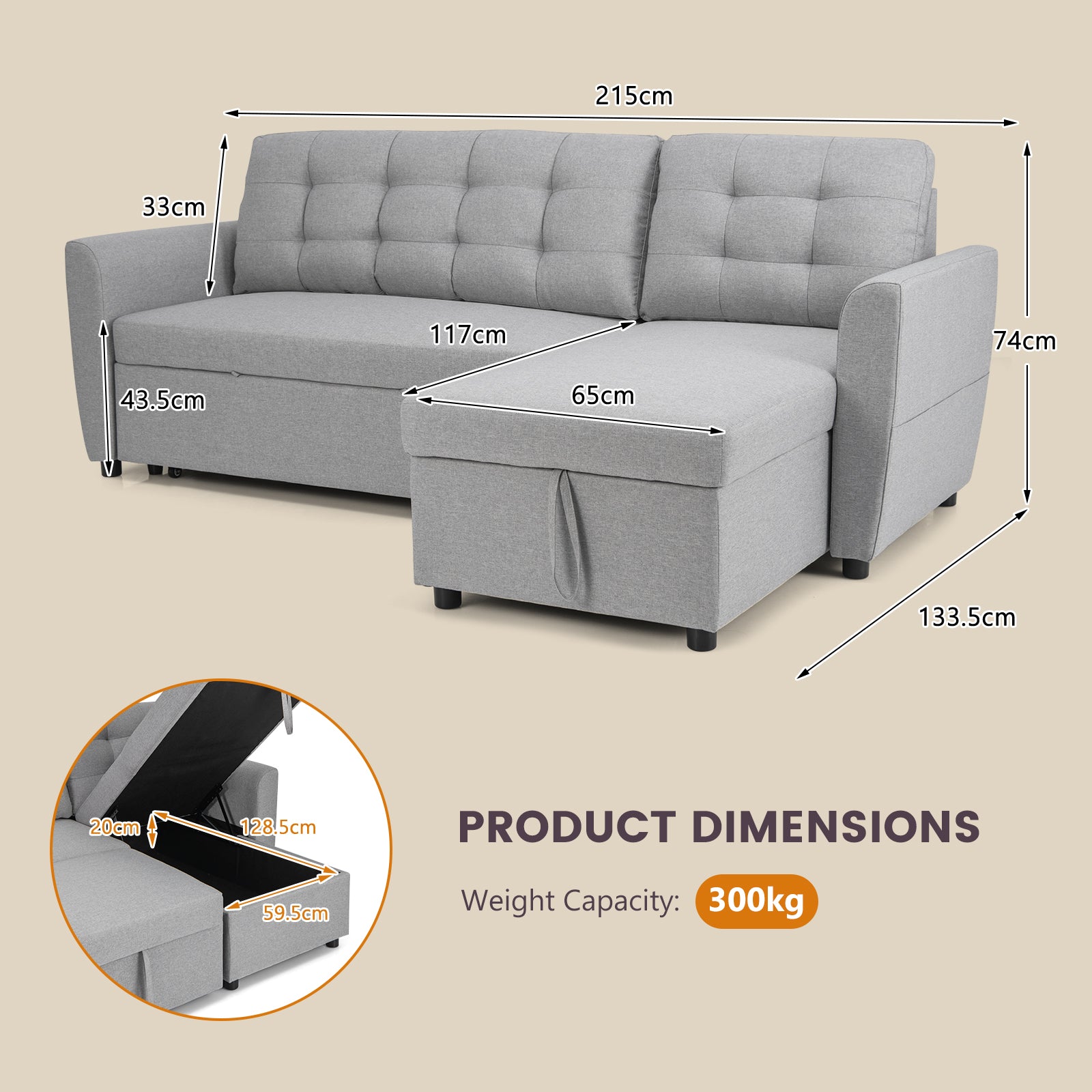 Heavy-duty Steel Slats Support Platform Bed-Grey