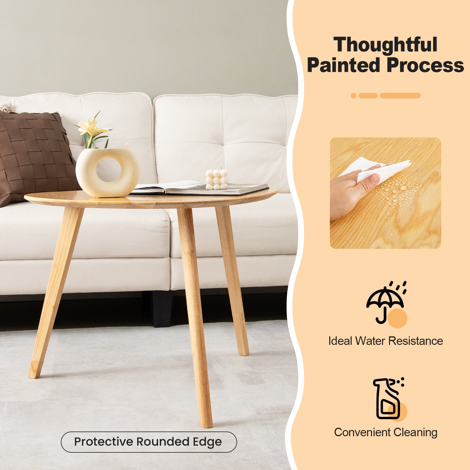 2 Pieces Nesting End Table Set for Living Room and Bedroom-Natural