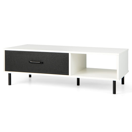 Modern Coffee Table with Drawer and Shelf for Living Room Bedroom
