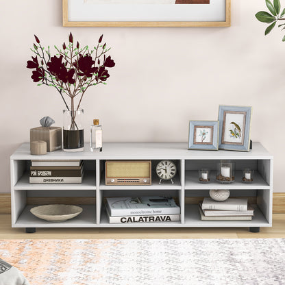 Entertainment Center TV Console Table for TVs up to 6 Cubes-White