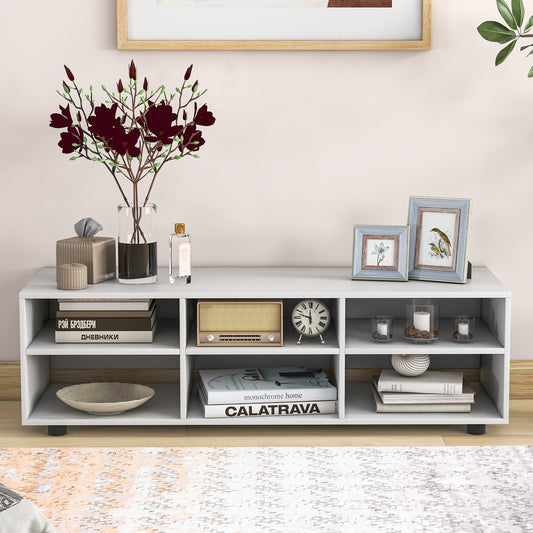 Entertainment Center TV Console Table for TVs up to 6 Cubes-White