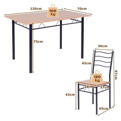 Counter Height Table with Spacious Rectangular Tabletop and Anti-Slip Pads-Brown