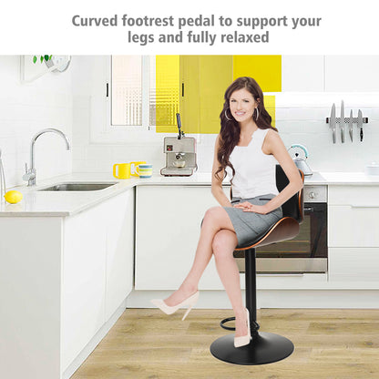 Set of 2 PU Leather Adjustable Bar Stools for Kitchen