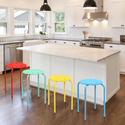 Set of 6 Stackable Portable Breakfast Dining Chairs for Home Kitchen Office-Multicolor