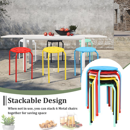 Set of 6 Stackable Portable Breakfast Dining Chairs for Home Kitchen Office-Multicolor