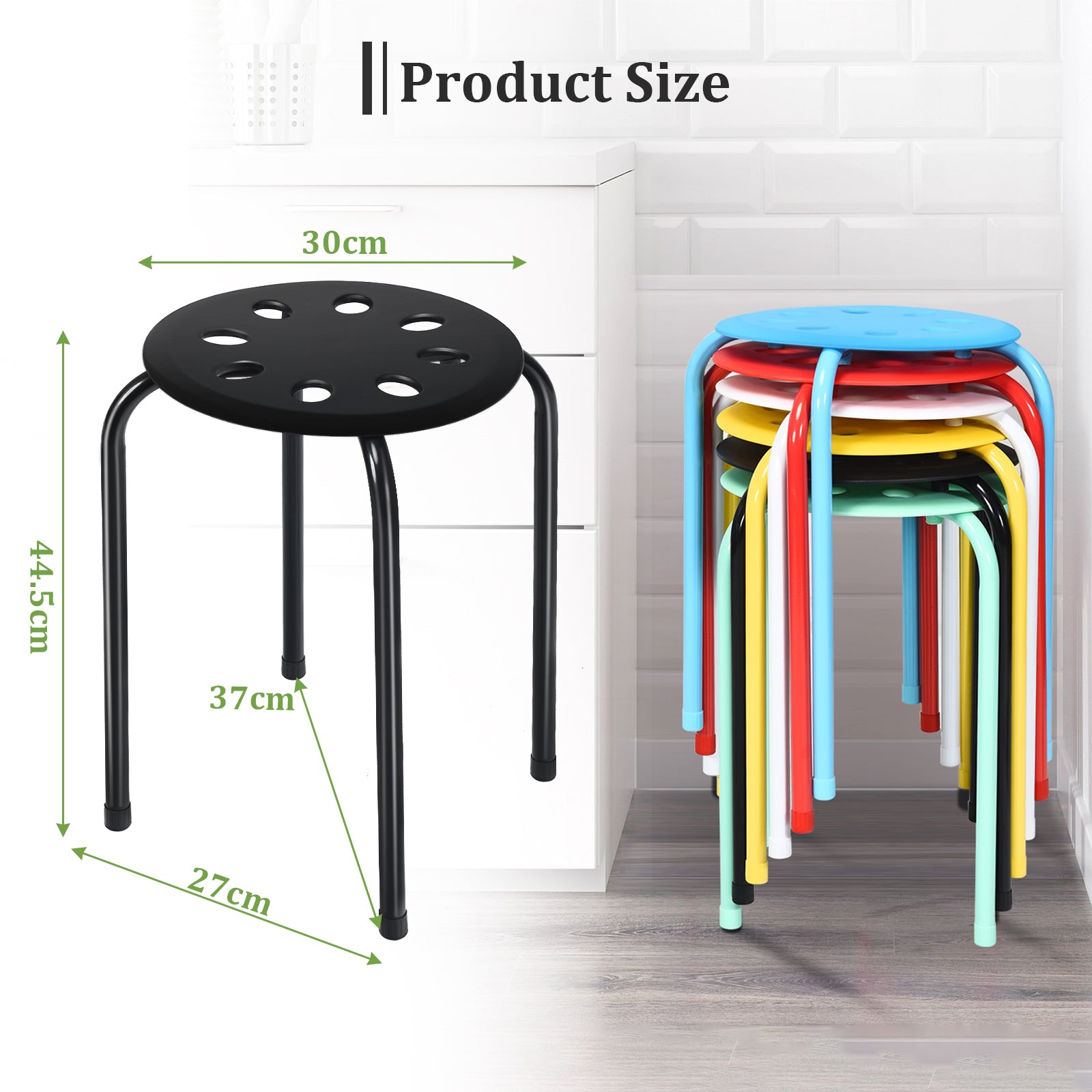 Set of 6 Stackable Portable Breakfast Dining Chairs for Home Kitchen Office-Multicolor