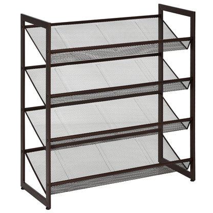 4-Tier Metal Mesh Shoe Rack for Hallway and Entryway