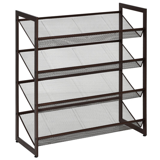 4-Tier Metal Mesh Shoe Rack for Hallway and Entryway