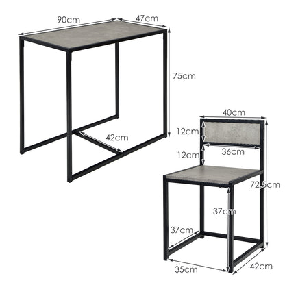 Compact Table and Chair Set-Gray