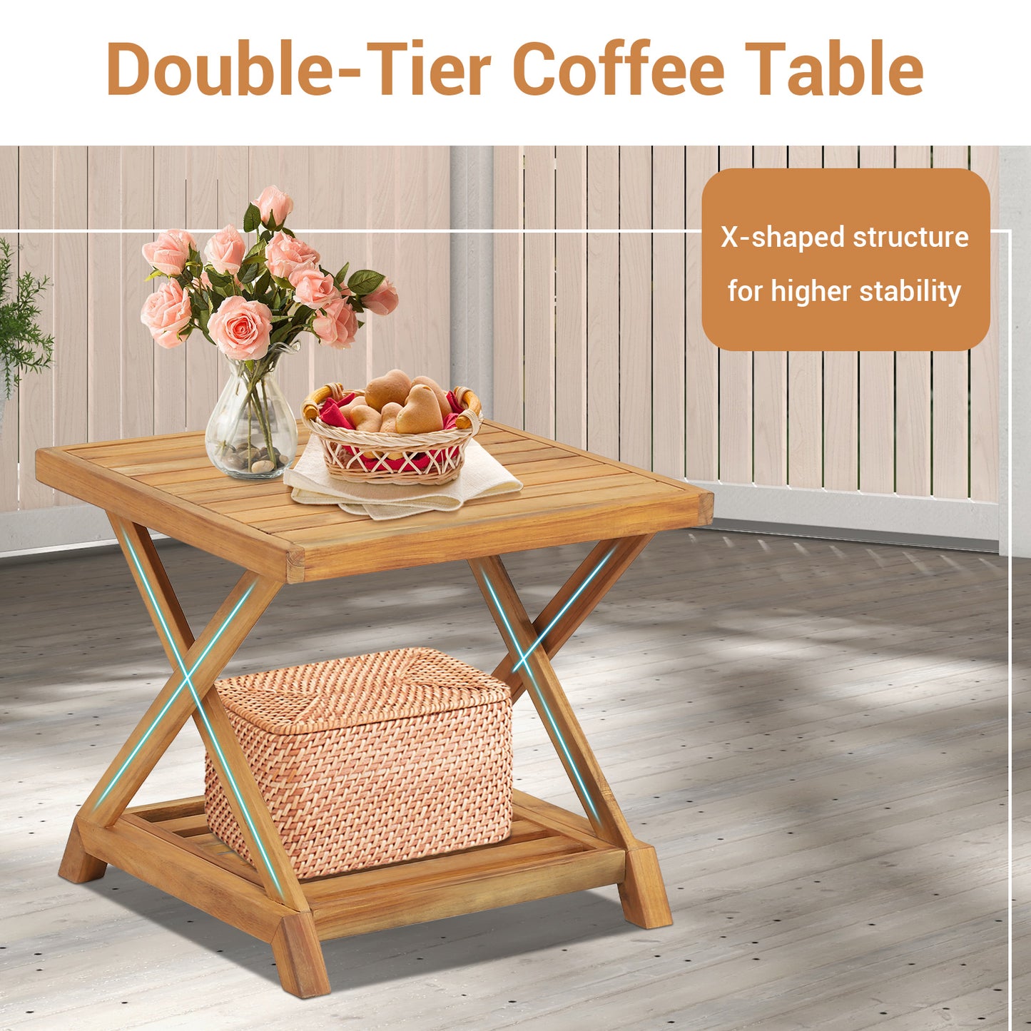 3 Pieces Patio Furniture Set-Brown