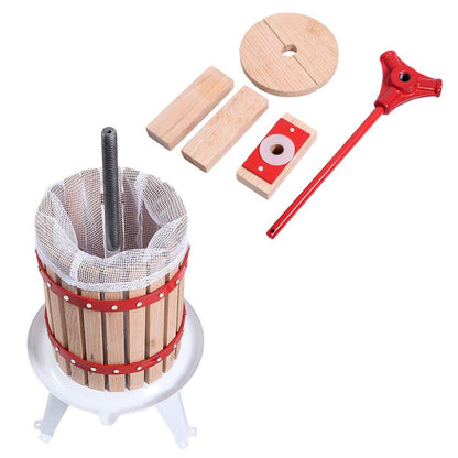 6L Fruit Wine Press with Solid Oak Wood Basket and Steel Legs