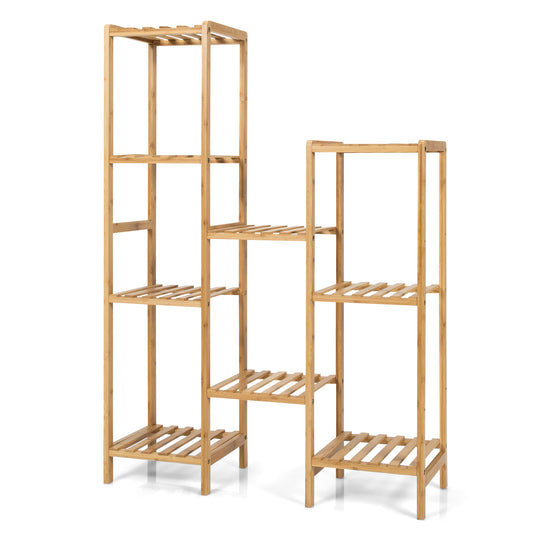 Bamboo 9-tier Plant Shelf for Indoor and Outdoor Plants-Natural