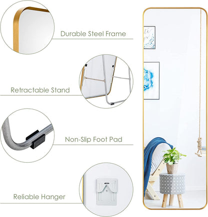 Rectangular Gold Steel Frame Full Body Large Makeup Dressing Mirror for Living Room