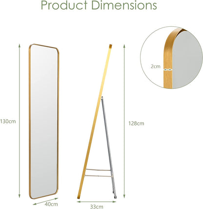 Rectangular Gold Steel Frame Full Body Large Makeup Dressing Mirror for Living Room