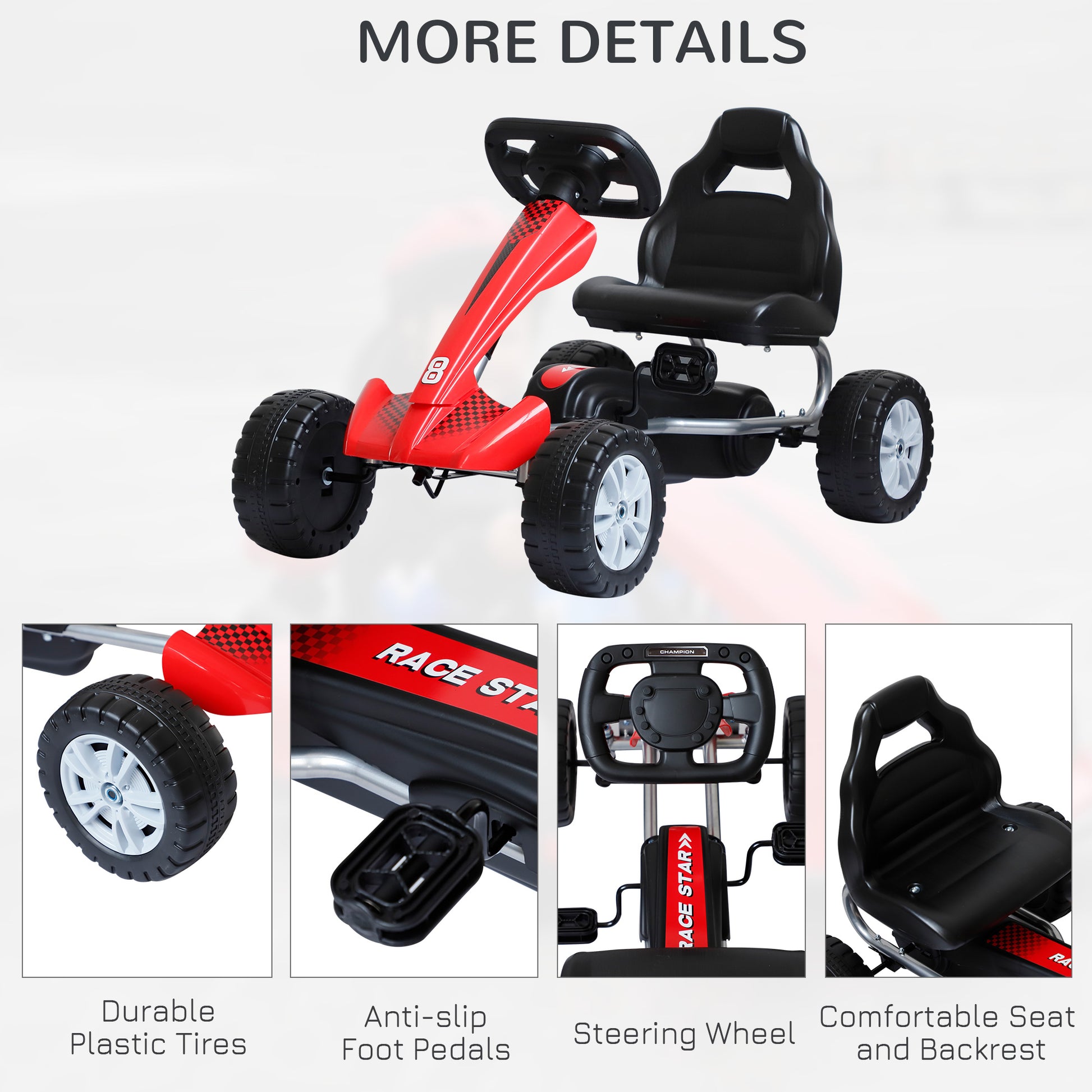 HOMCOM Kids Children Pedal Go Kart Ride On Car Toys Scooter Black & Red