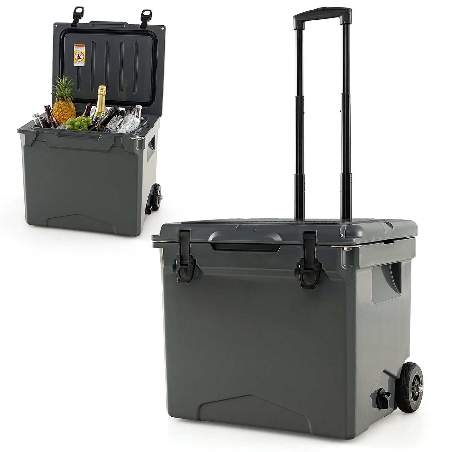 40 L Ice Chest Hard Cooler with Wheels and Handle-Grey