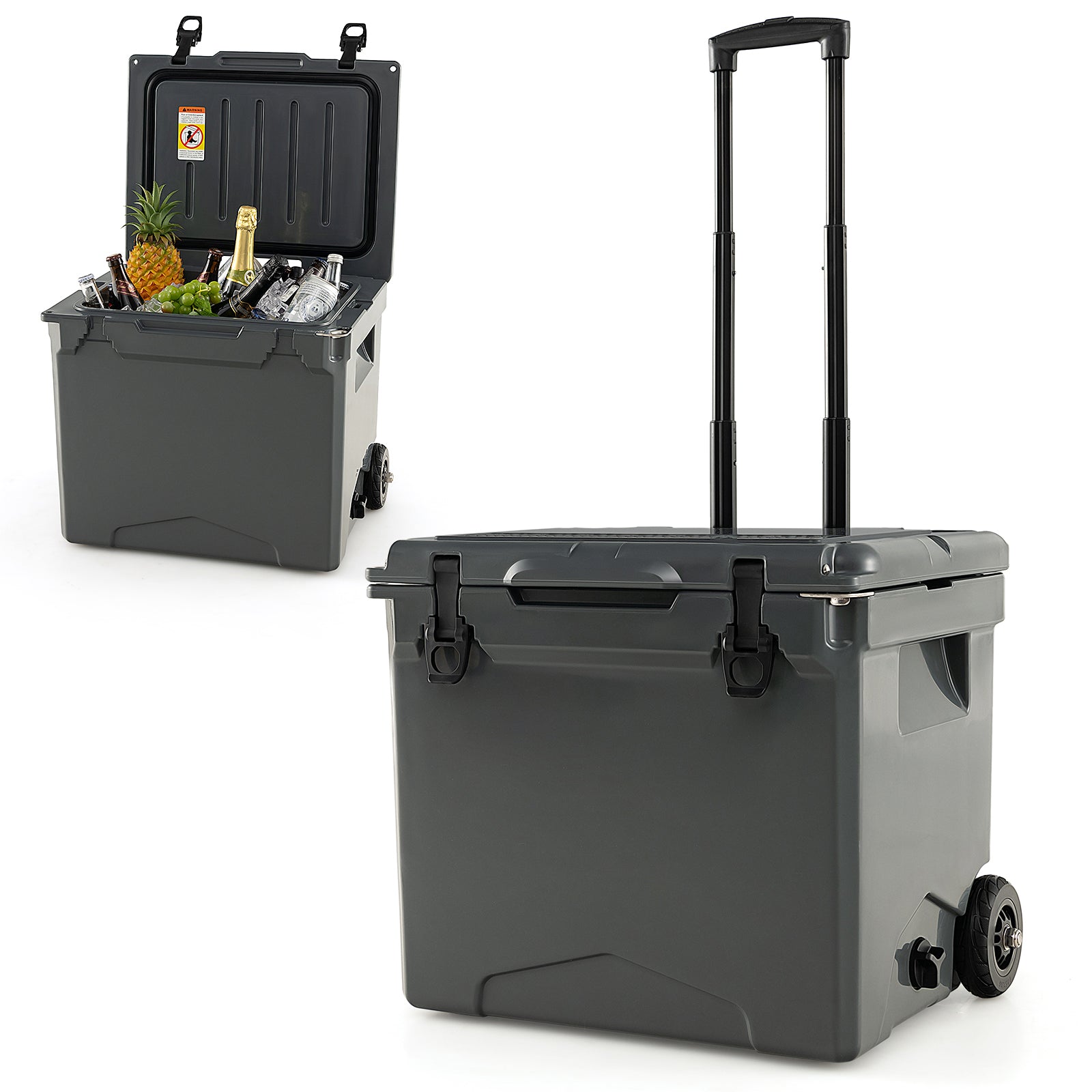 40 L Ice Chest Hard Cooler with Wheels and Handle-Grey