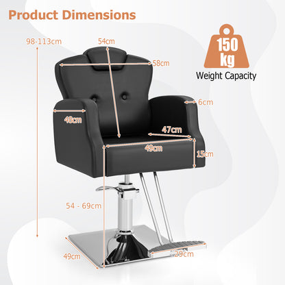 Heavy Duty Hydraulic Barber Chair Salon Chair with 360 Degrees Swivel-Black