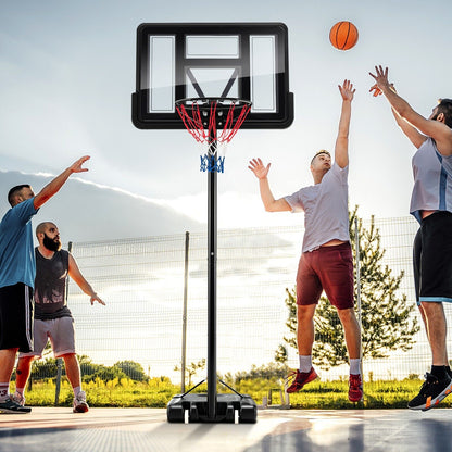 Height Adjustable Basketball Hoop System with Wheels and Backboard