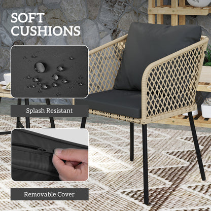 Outsunny Three-Piece Cut-Out Rattan Chair and Table Set - Brown/Black