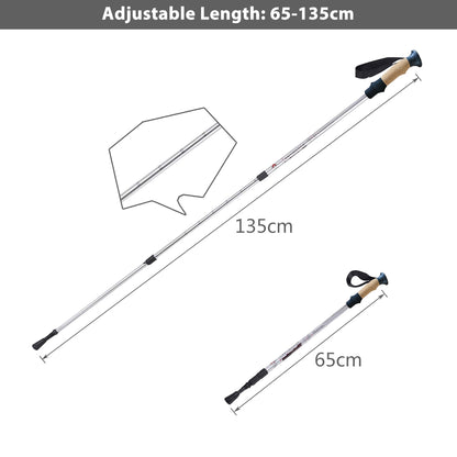 Hiking Pole Adjustable 65-135 cm-Silver