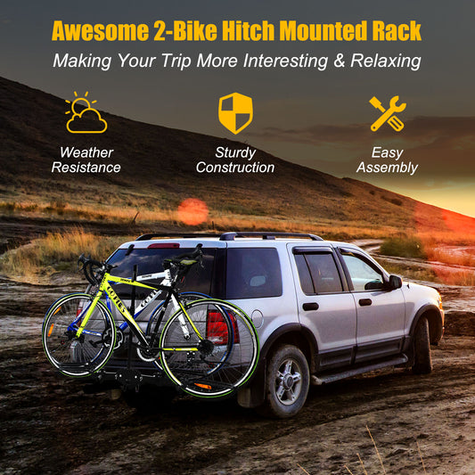 2-bike Hitch Mount Rack with Retractable Tire Cradles
