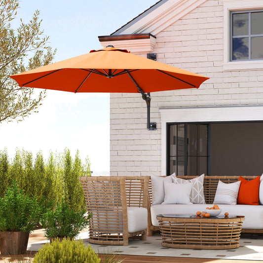 Outsunny 3(m) Wall-Mounted Parasol Shade, with Handle - Orange