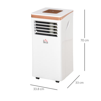 HOMCOM 9000 BTU 4-In-1 Compact Portable Mobile Air Conditioner Unit Cooling Dehumidifying Ventilating w/ Fan Remote LED 24 Hr Timer Auto Shut-Down