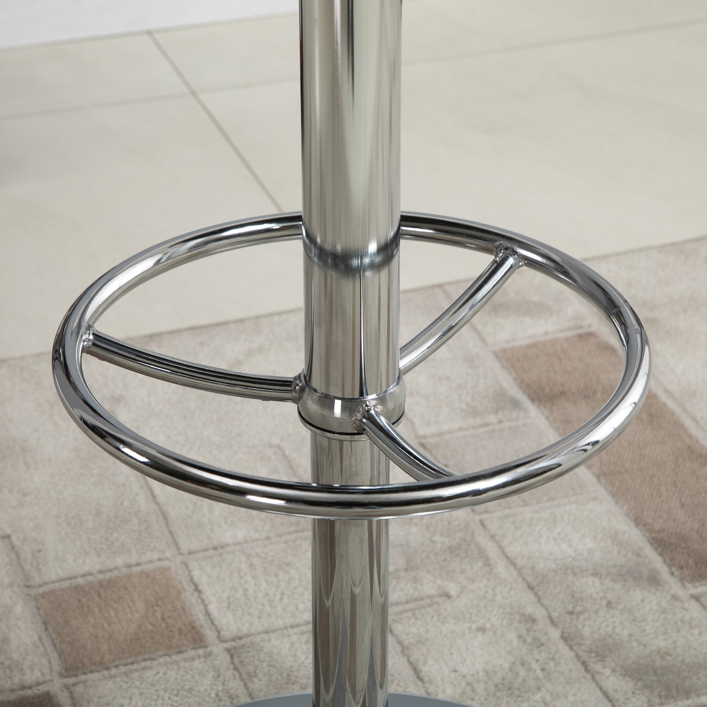 HOMCOM Round Height Adjustable Pub Table Counter Bar Table with Faux Leather Tabletop and Adjustable Footrest for Dining Room, Home Bar